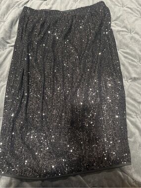 Roaman's Black Sequin Skirt